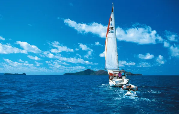 Islands, the way, movement, the ocean, the wind, yacht, sails, Navigator