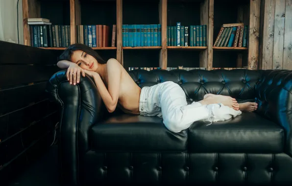 Girl, sofa, Sasha