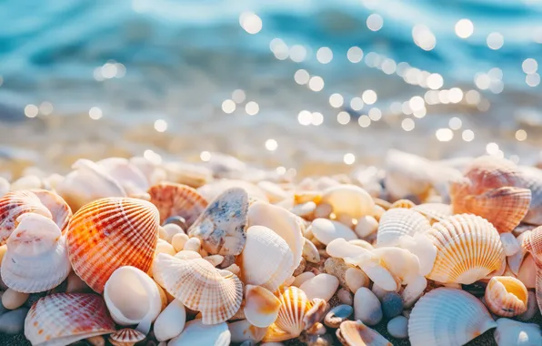 Sand, sea, beach, star, shell, beach, sea, sand