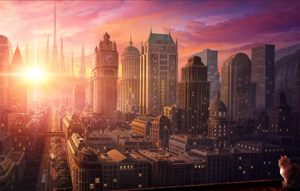 city sunset background