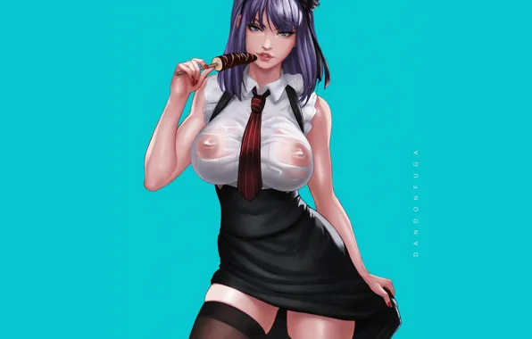 Boobs, breasts, ice cream, busty, uniform