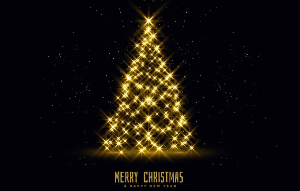 Stars, decoration, gold, tree, Christmas, New year, golden, christmas