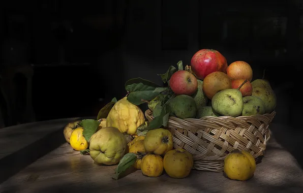 Apple, pear, fruit, garnet