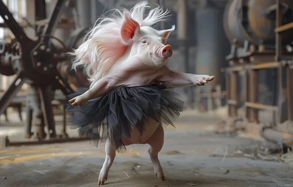 Pig, ballerina, AI Art