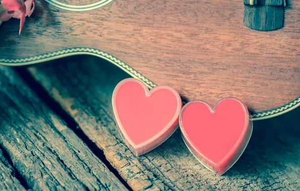 Heart, guitar, love, vintage, heart, romantic
