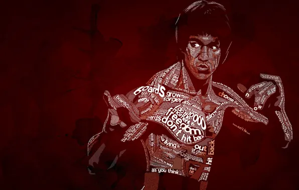 Picture typography, Bruce Lee, Be Water, Typography, Bruce Lee, Nautilus D