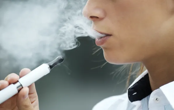 Smoke, woman, electric cigarette