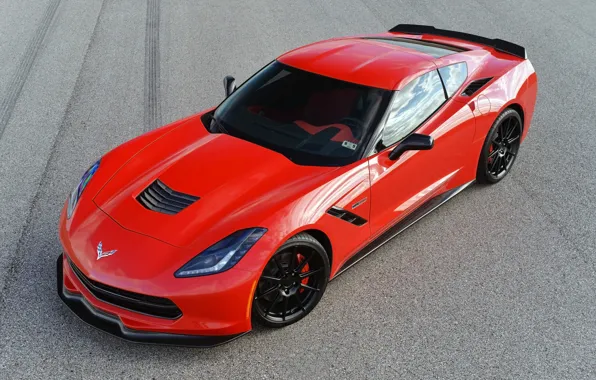 Red, Chevrolet Corvette Stingray, tuning, Turbo, Hennessey