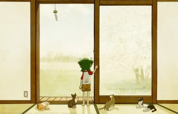 Picture window, girl, Anime