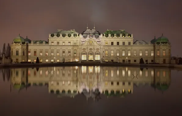 Night, lights, Austria, Palace, palace, Vienna, Upper Belvedere, The Belvedere Palace