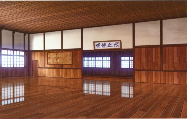 Reflection, Windows, characters, hardwood floors, visual novel, dojo, Surah Of The Digit, gym