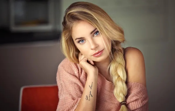 Look, girl, portrait, braid, Lods Franck