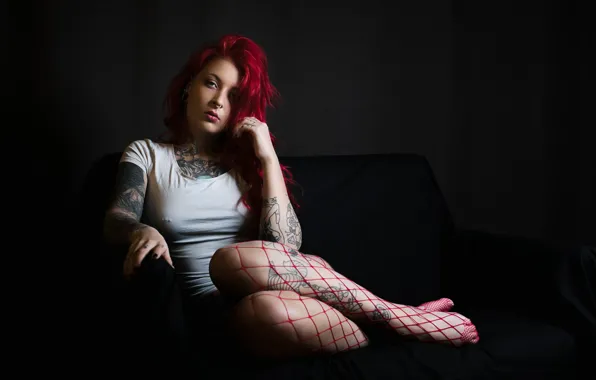 Picture tattoo, Riina R, legs, chest