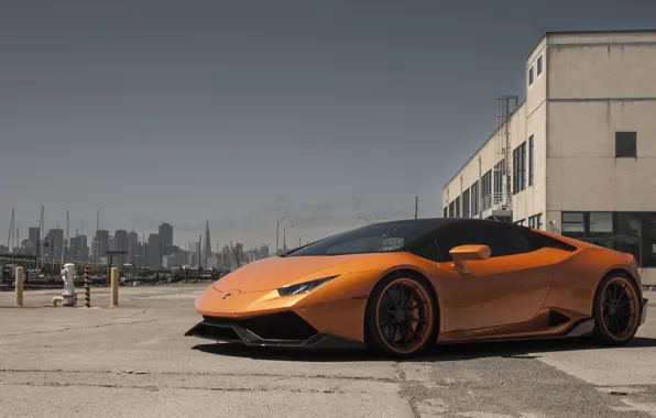 Picture city, lamborghini, orange, huracan