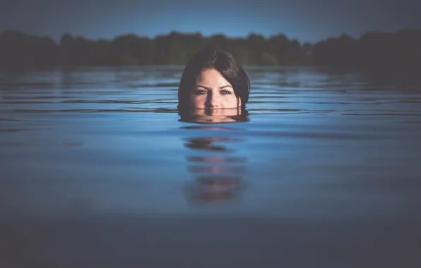 Girl, reflection, Water, in the water, swim