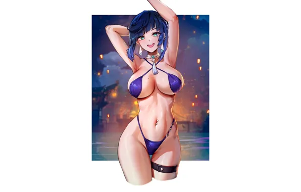 Picture Yelan, anime, armpit, boobs, girl, hot, babe, bikini