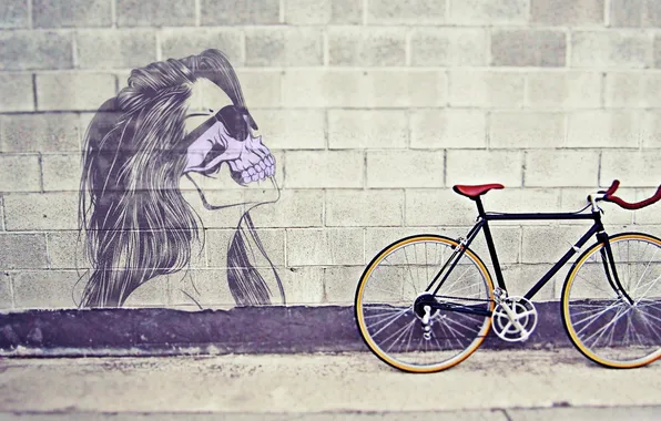 Picture BACKGROUND, BIKE, FIGURE, PROFILE, FACE, WALL, GRAPHICS