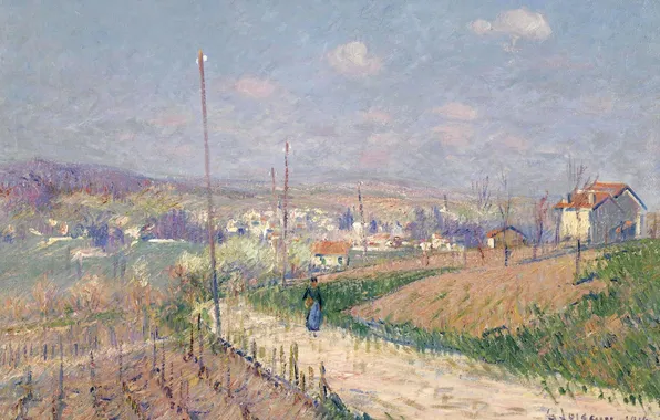 Picture road, landscape, home, picture, vineyard, Gustave Loiseau, Spring in Ile-de-France