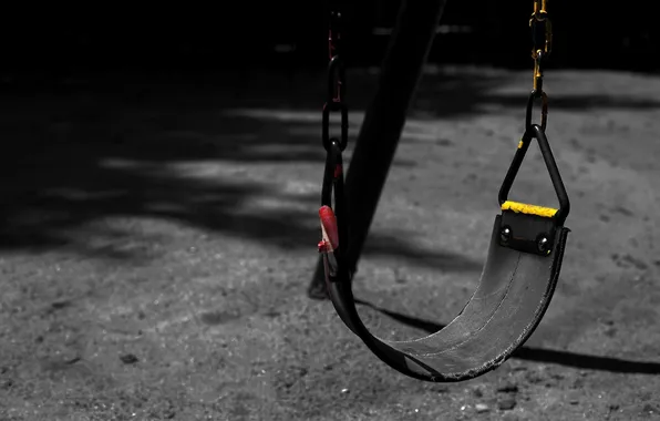 Picture yellow, red, black, chain, Swing