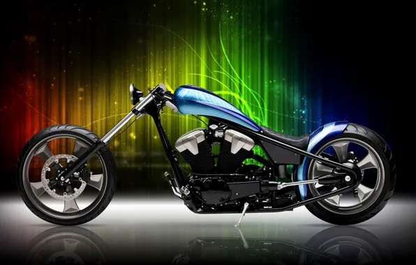 Motorcycle, Blue, Black, Bike, Custom, Motorcycle