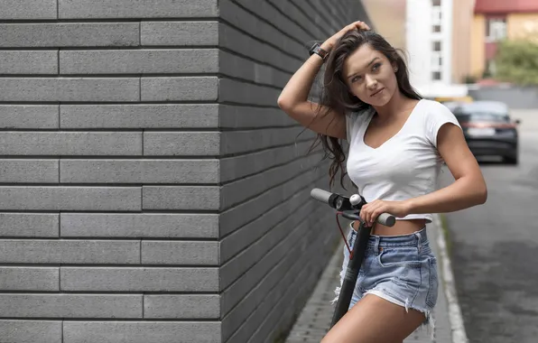 Girl, shorts, young, beautiful, T-shirt