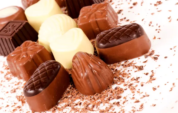 White, dark, chocolate, candy, dessert, milk