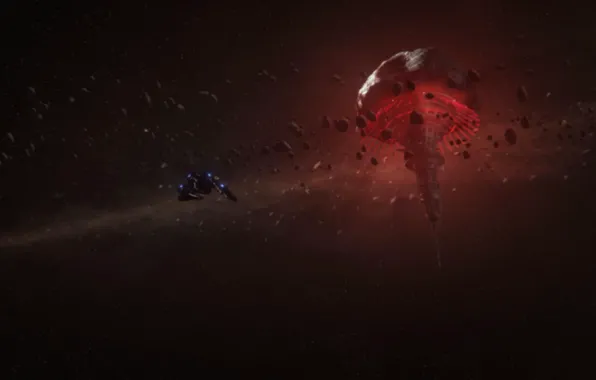 Space, stars, ship, station, Mass Effect, Omega