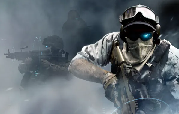 Picture future, war, smoke, glasses, machine, soldiers, machine gun, tom clancy's