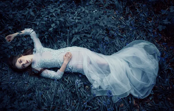Picture grass, girl, stay, dress, sponge, the bride, Alexandra Cameron