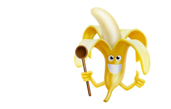 Picture art, spoon, banana, children's