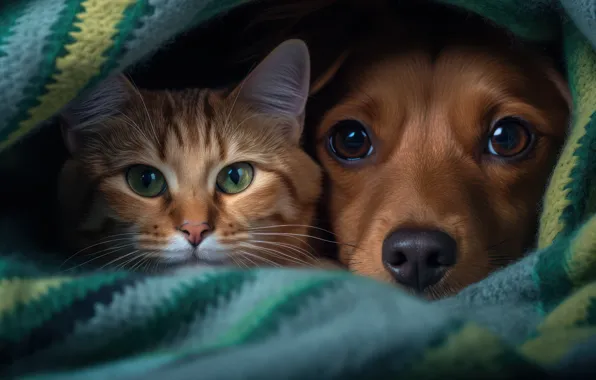 Cat, cat, look, pose, comfort, heat, together, portrait