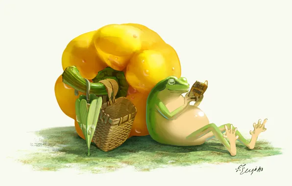 Frog, pepper, reads