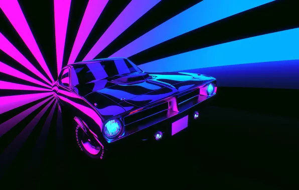 Auto, Machine, Style, Car, Render, Style, Neon, Rendering