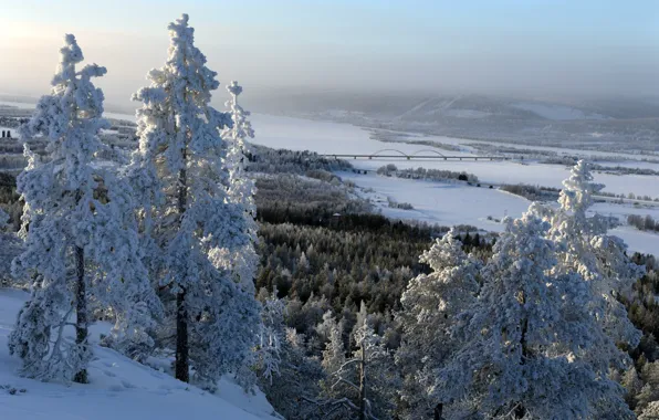 Picture winter, snow, river, Finland, Lapland, Ylitornio