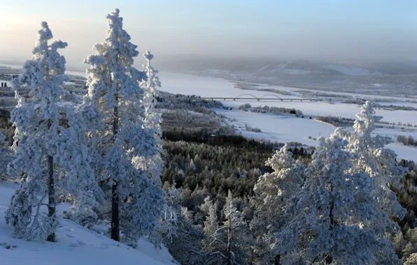 Wallpaper winter, snow, river, Finland, Lapland, Ylitornio for mobile ...