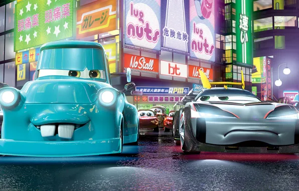 Japan, cartoon, Tokyo, Cars 2, Cars 2, mater