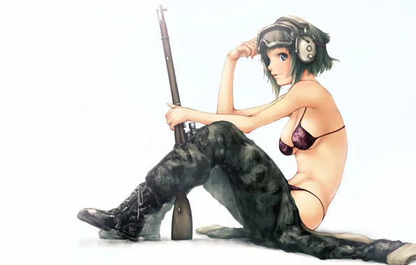 Girl, weapons, bikini