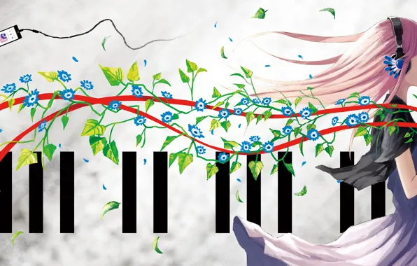 Girl, flowers, keys