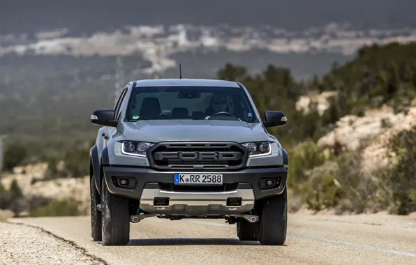 Picture grey, Ford, front, Raptor, pickup, Ranger, on the road, 2019