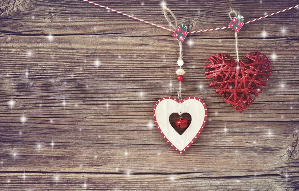 Picture love, heart, hearts, red, red, love, wood, romantic