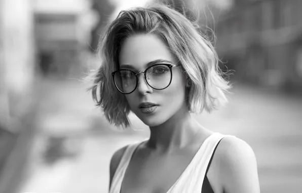 Girl, glasses, hairstyle, short, Maxim Romanov