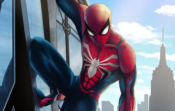The city, fiction, the building, height, home, art, costume, superhero