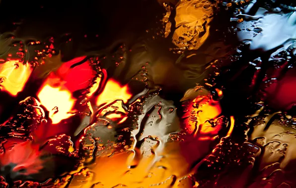 Picture glass, water, macro, light, lights, color