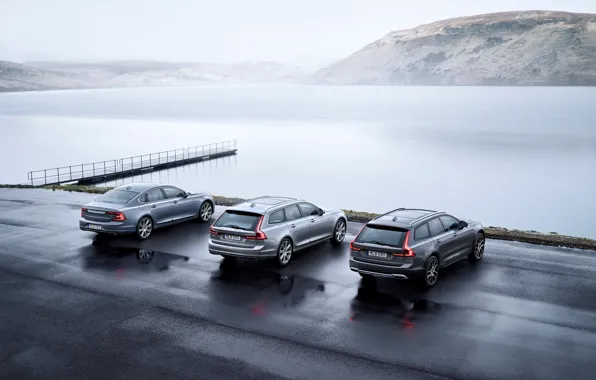 Picture Volvo, Sedan, Car, Silver, Cross Country, Universal, 2017, S90