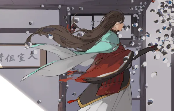 Anime, art, guy, Touken Ranbu, Dance of swords