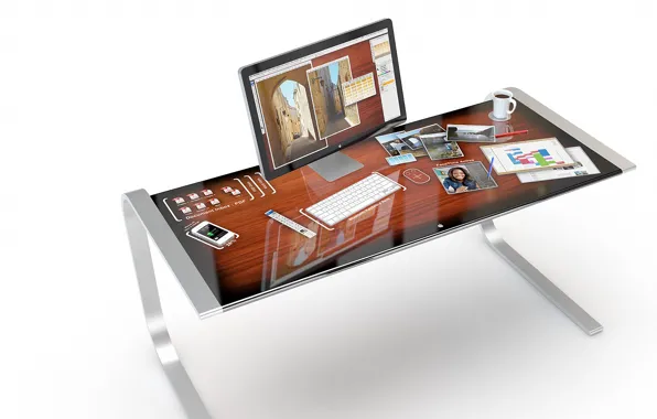 Picture design, reflection, table, Apple, concept, iDesk