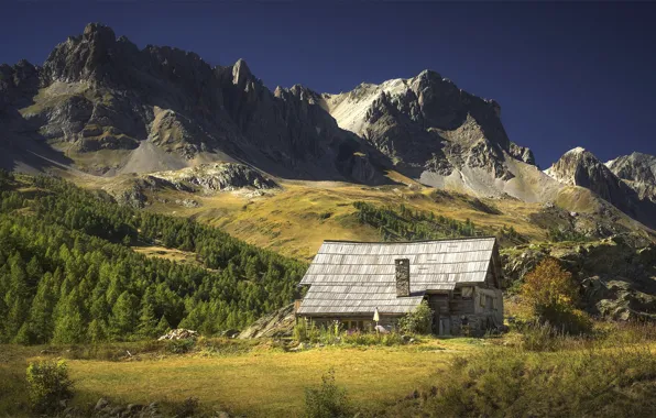 Mountains, slope, house