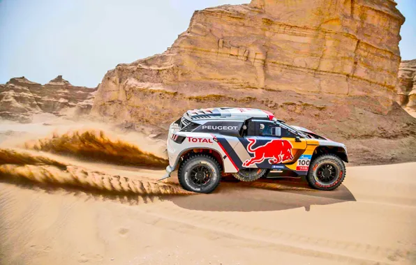Sand, Sport, Speed, Race, Peugeot, Lights, Red Bull, Rally