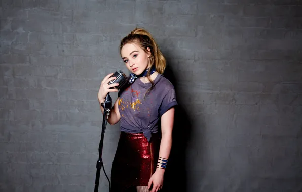 Look, girl, decoration, skirt, microphone, singer, young, Sabrina Carpenter