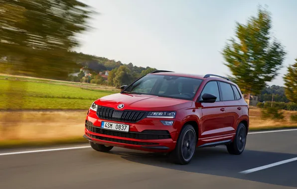 Red, movement, 2018, Skoda, Skoda, Karoq Sportline